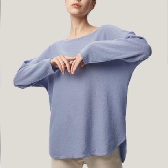 100% Cashmere Boatneck Sweater (Dusty Blue) - Gentle Herd xl - Picture 2 of 15